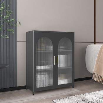 Scandinavian style living room furniture corner glass door metal storage cabinet