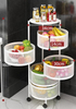2022 Amazon round fruit vegetable storage rack Baskets Rolling cart rotating Kitchen Vegetable Rack