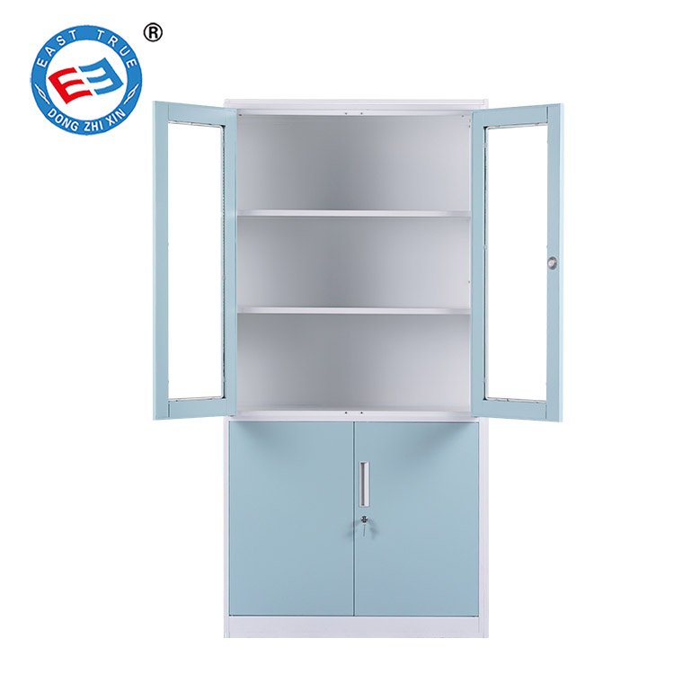 Steel thin side filing cabinet with glass door