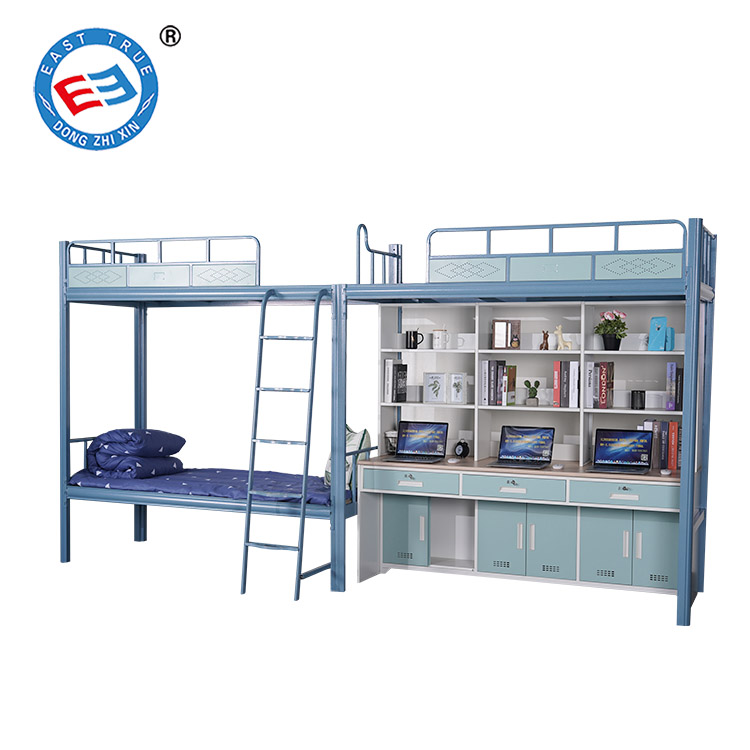 Bedroom furniture iron apartment adult tripe bunk bed metal school dormitory bunk bed with desk 